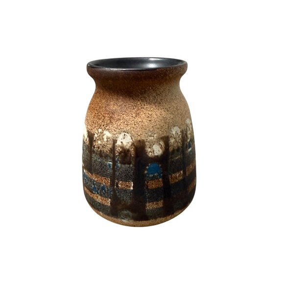 VTG Lapid Israel Lava Glaze Mid Century Modern Pottery Vase Artist Signed - Picture 4 of 5